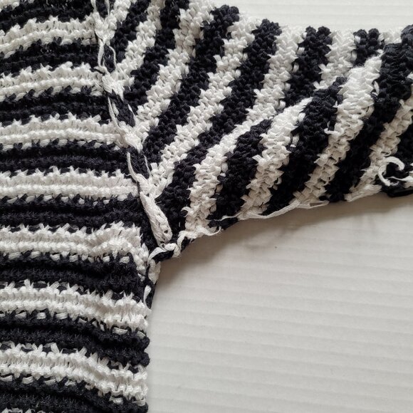 Dana Buchman sweater black and white striped plus size XL pull over v-neck loose - Picture 11 of 13